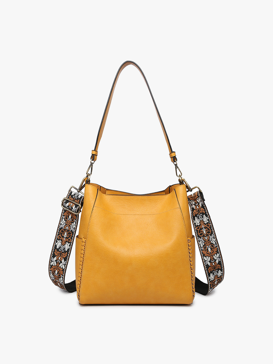 Penny Vegan Bucket Bag Mustard - Jen & Co. vegan handbag
