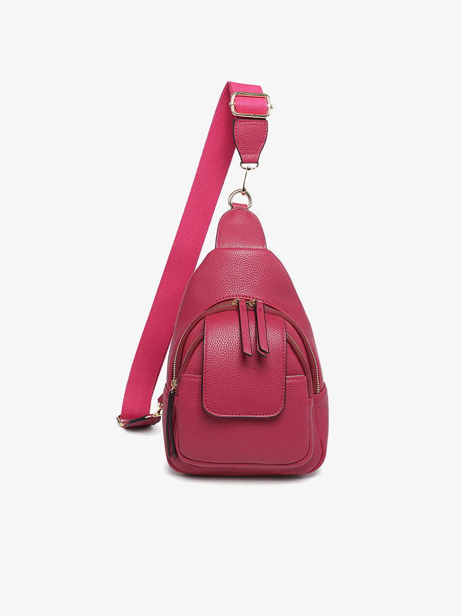 Sophia Vegan Sling Bag Dark Ruby - Jen & Co. vegan handbag
