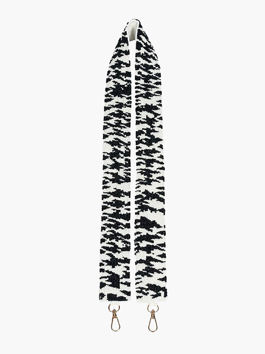 Beaded Guitar Strap HDST-Bk Wt - Jen & Co. vegan handbag