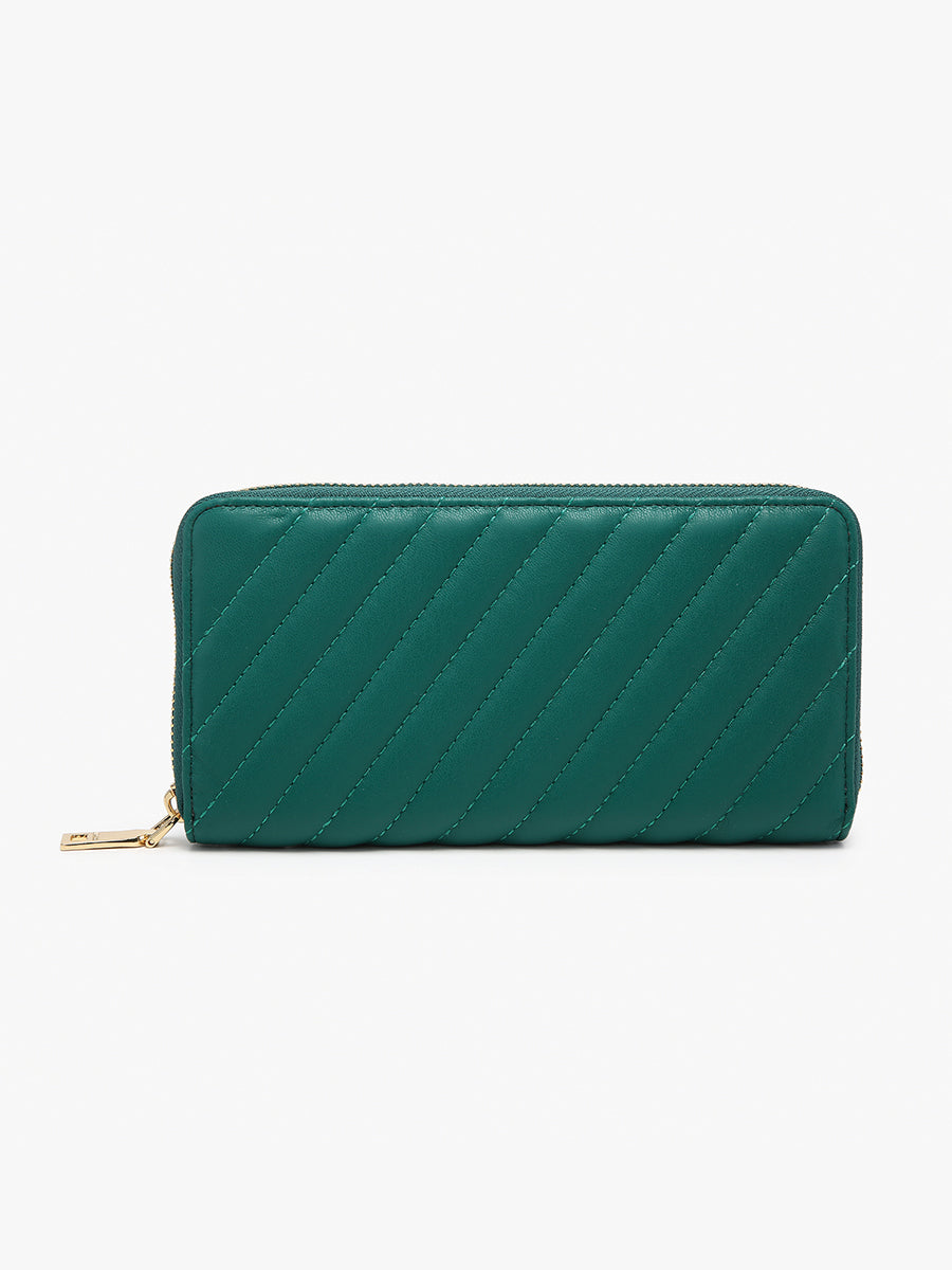 Kylie Vegan Quilted Wallet Forest Green - Jen & Co. vegan handbag