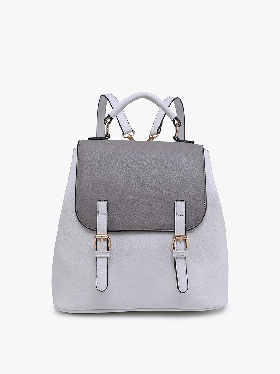 Brooks Vegan Backpack White Grey - Jen & Co. vegan handbag