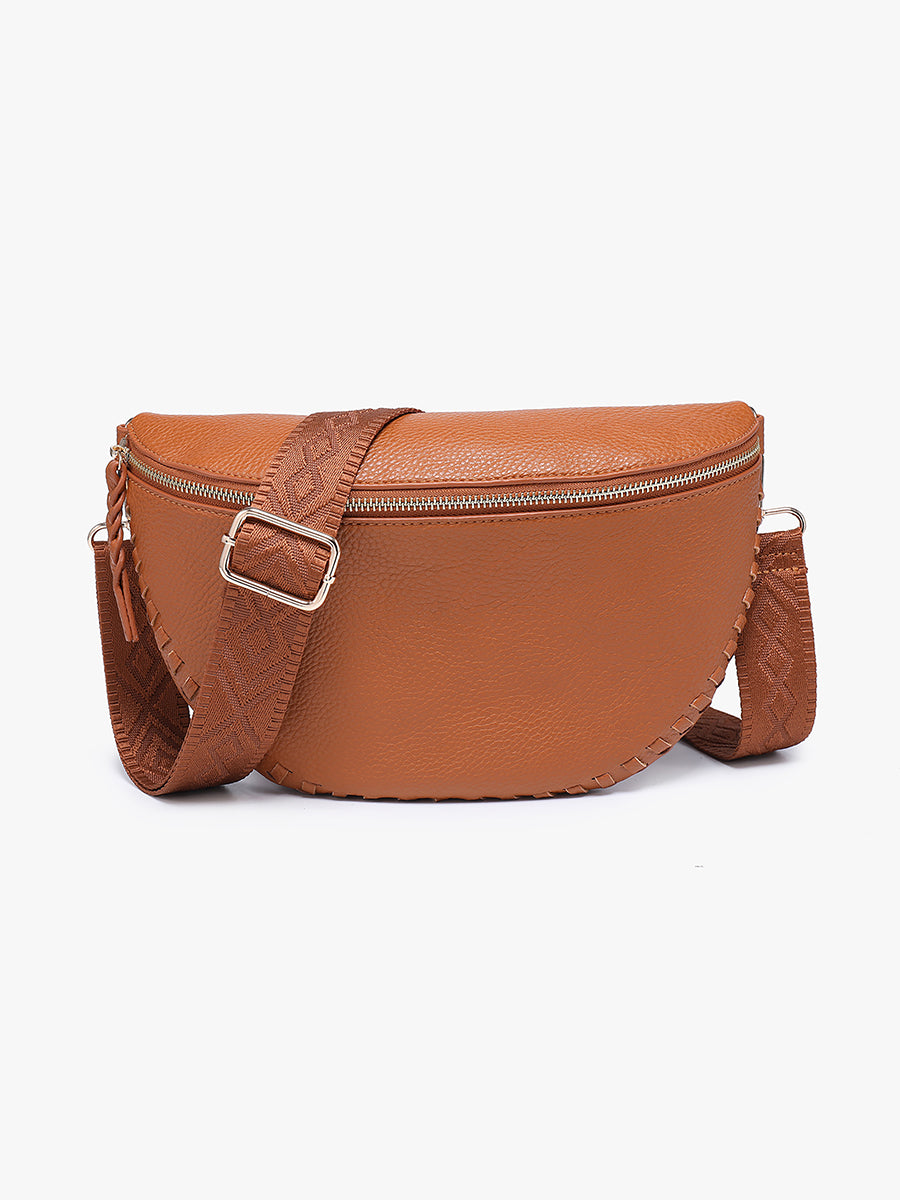 Janae Vegan Crossbody/Sling Bag Saddle - Jen & Co. vegan handbag