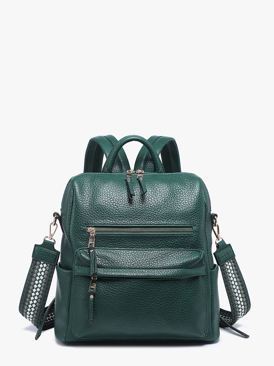 Amelia Vegan Backpack Hunter Green - Jen & Co. vegan handbag