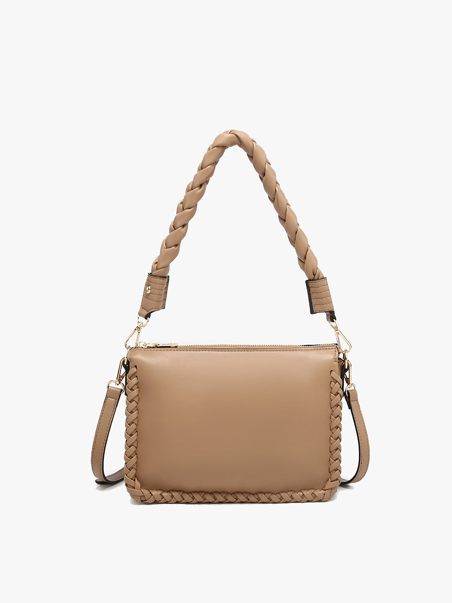 Judith Vegan Whipstitch Shoulder Bag Mocha - Jen & Co. vegan handbag
