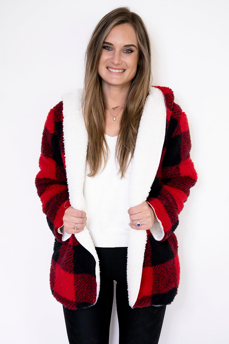 Imani Jacket Red Black L XL - Jen & Co. vegan handbag