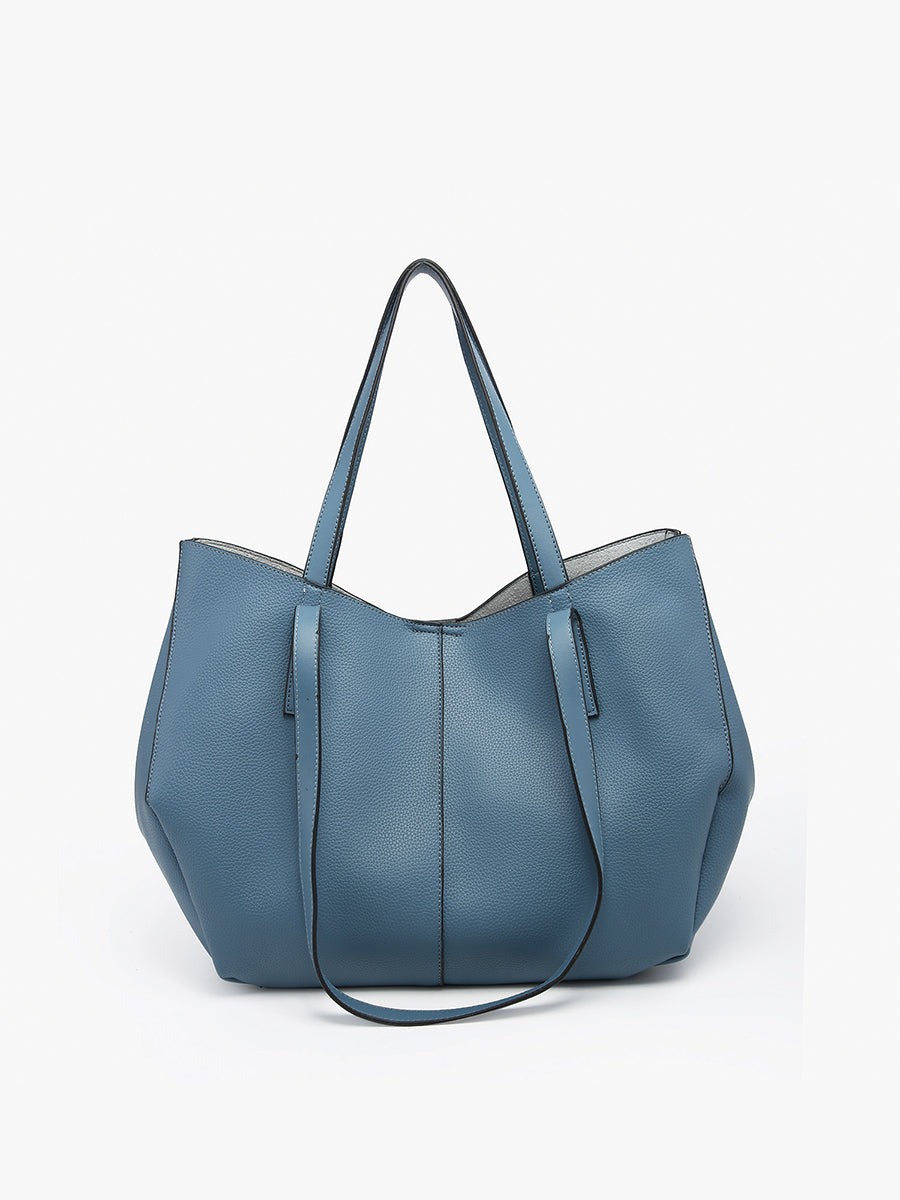 Celeste Vegan Distressed Hobo Steel Blue - Jen & Co. vegan handbag