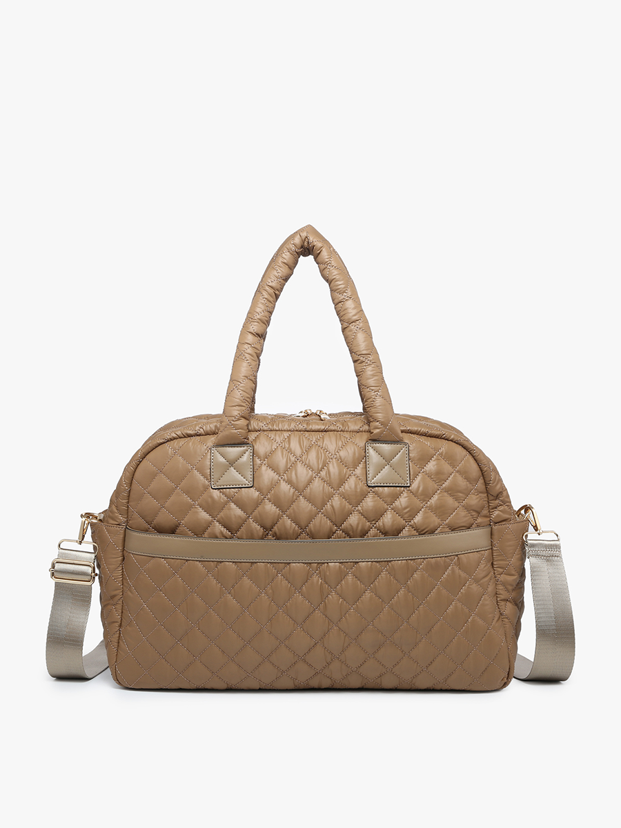 Mills Vegan Quilted Weekender Tan - Jen & Co. vegan handbag