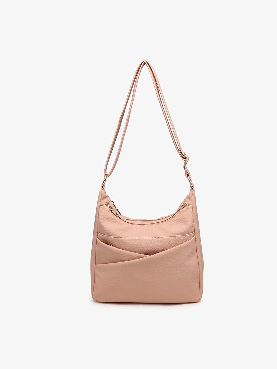 Lillian Vegan Dual Compartment Crossbody Rose Petal - Jen & Co. vegan handbag