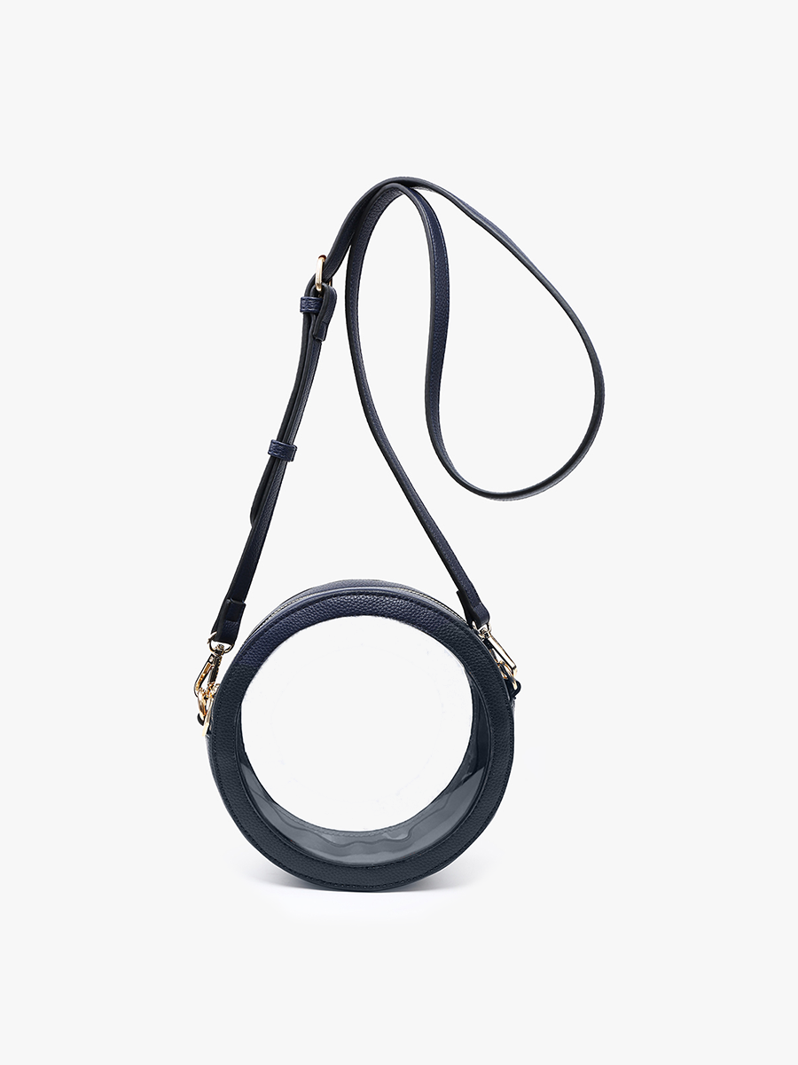 Lilibet Vegan Clear Circ Crossbody Navy - Jen & Co. vegan handbag