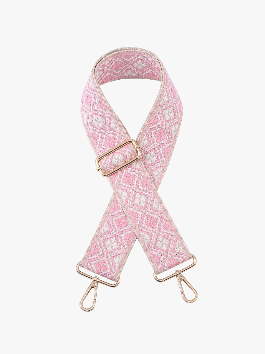 Diamond Guitar Strap Pink - Jen & Co. vegan handbag