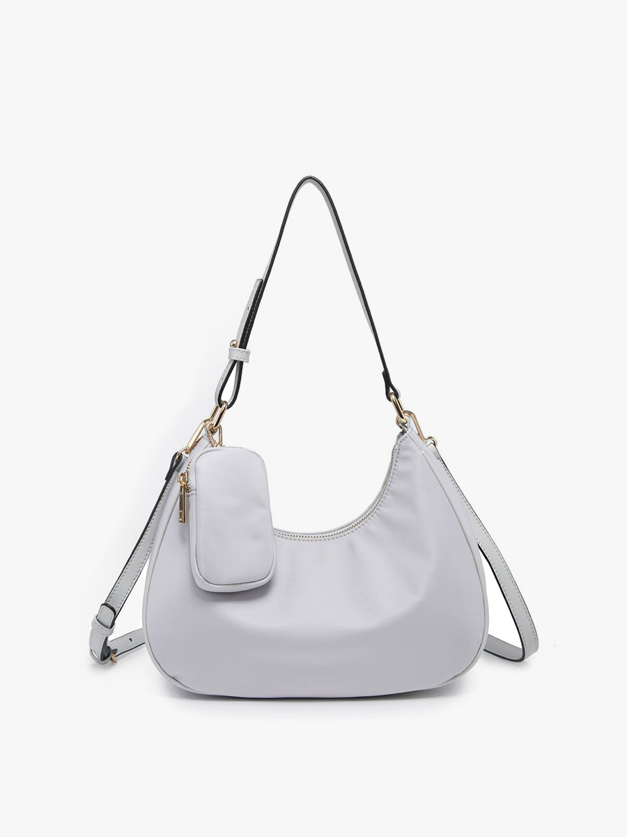 Jada Vegan Nylon Shoulder Bag Lt. Grey - Jen & Co. vegan handbag
