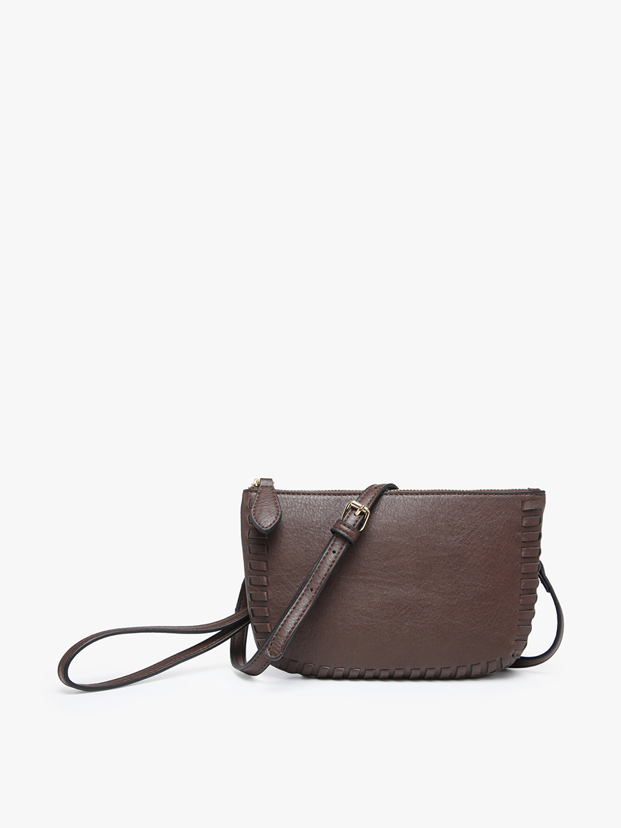 Bonnie Vegan Whipstitch Clutch/Crossbody Espresso - Jen & Co. vegan handbag