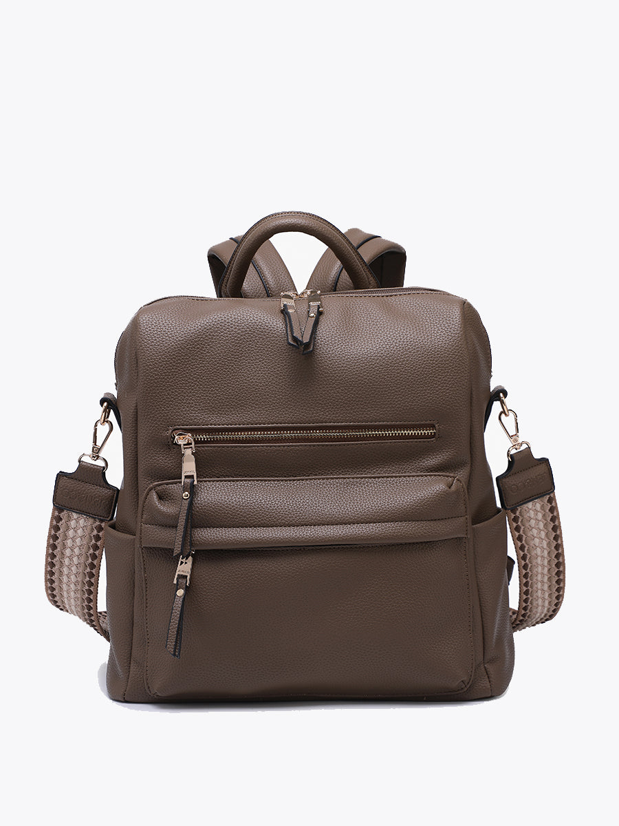Amelia Vegan Backpack Ash Brown - Jen & Co. vegan handbag