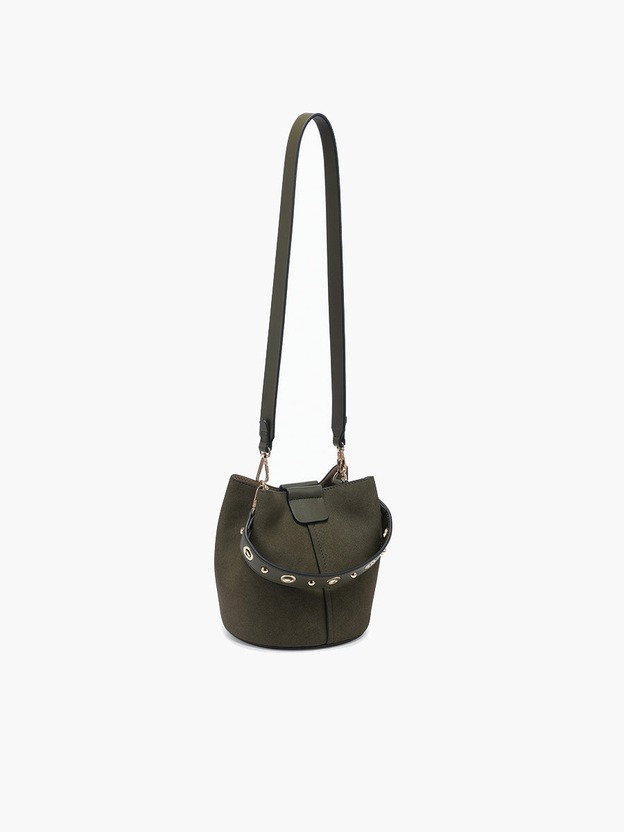 Farrah Suede Bucket Bag - Jen & Co. vegan handbag