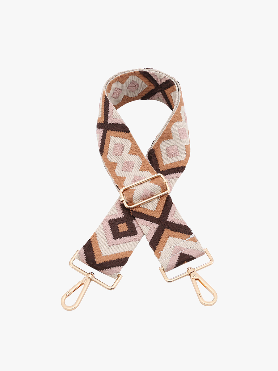 Bohemian Guitar Strap Camel Pink - Jen & Co. vegan handbag