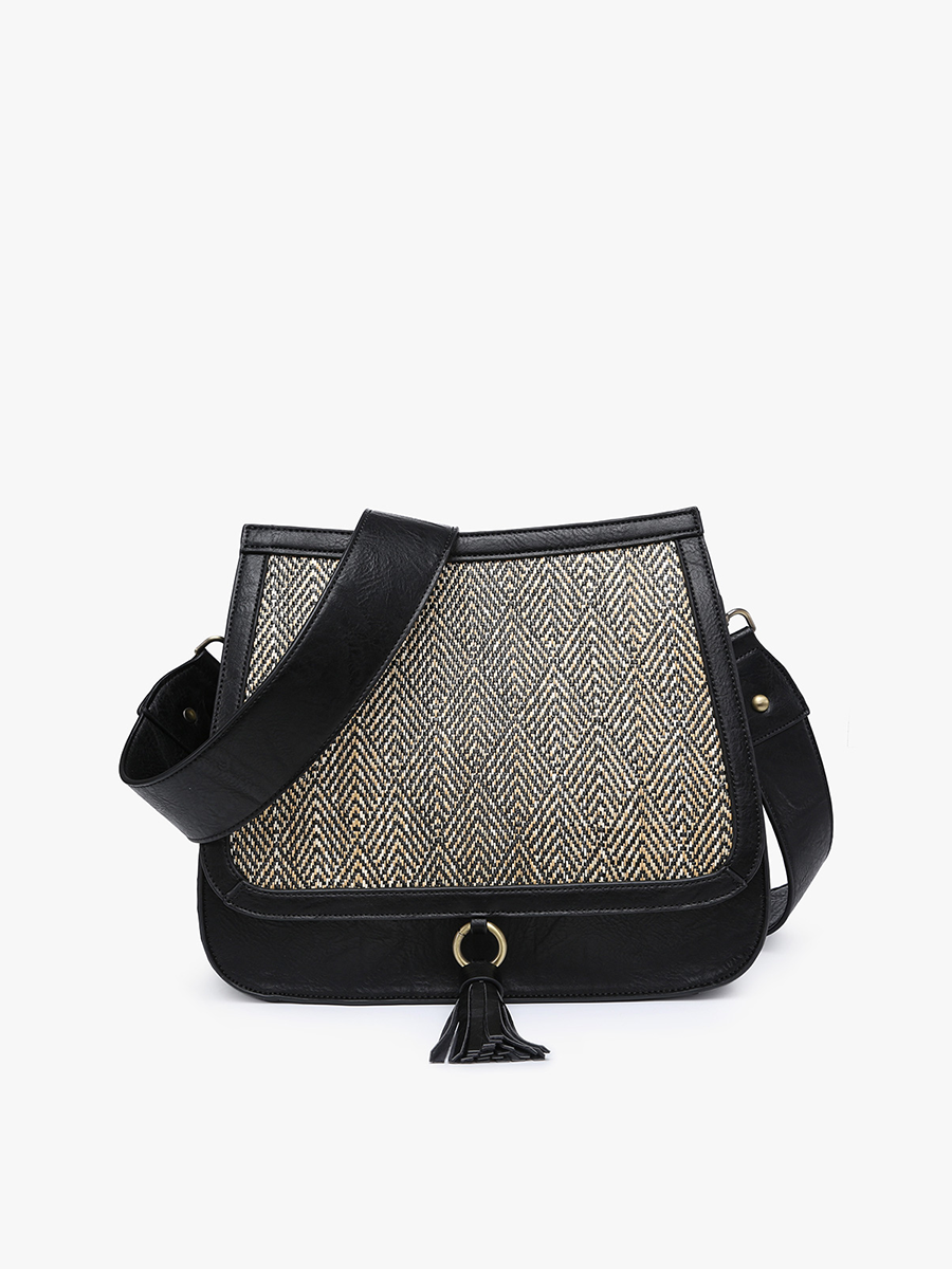 Bailey Vegan Contrast Crossbody Black - Jen & Co. vegan handbag