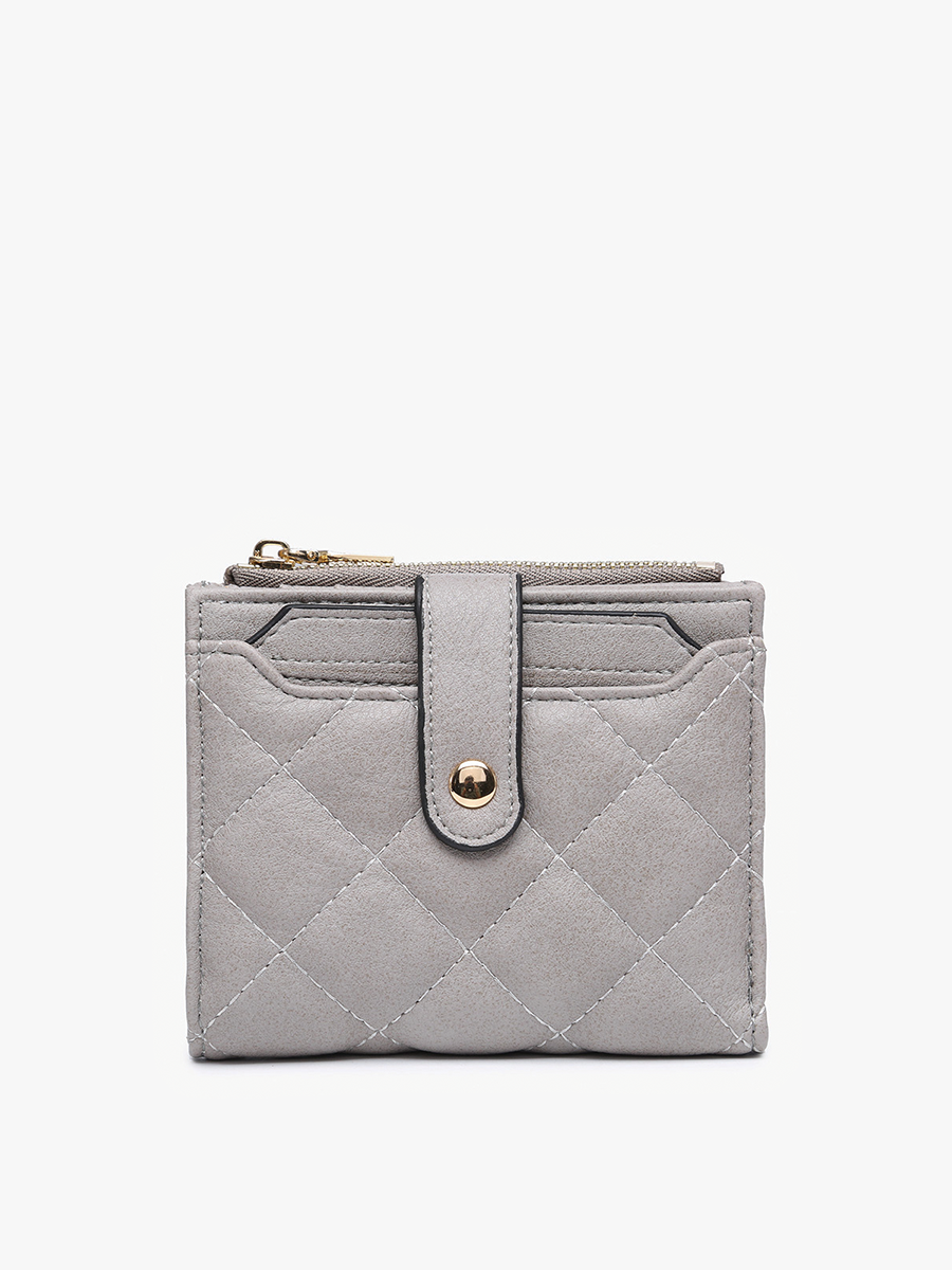 Melody Vegan Quilted Wallet Grey - Jen & Co. vegan handbag