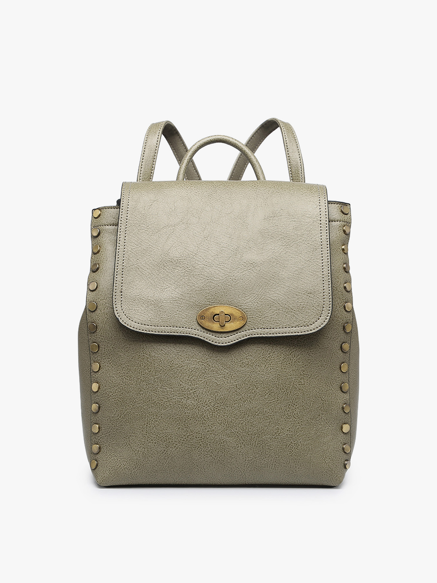 Bex Vegan Distressed Backpack Olive - Jen & Co. vegan handbag