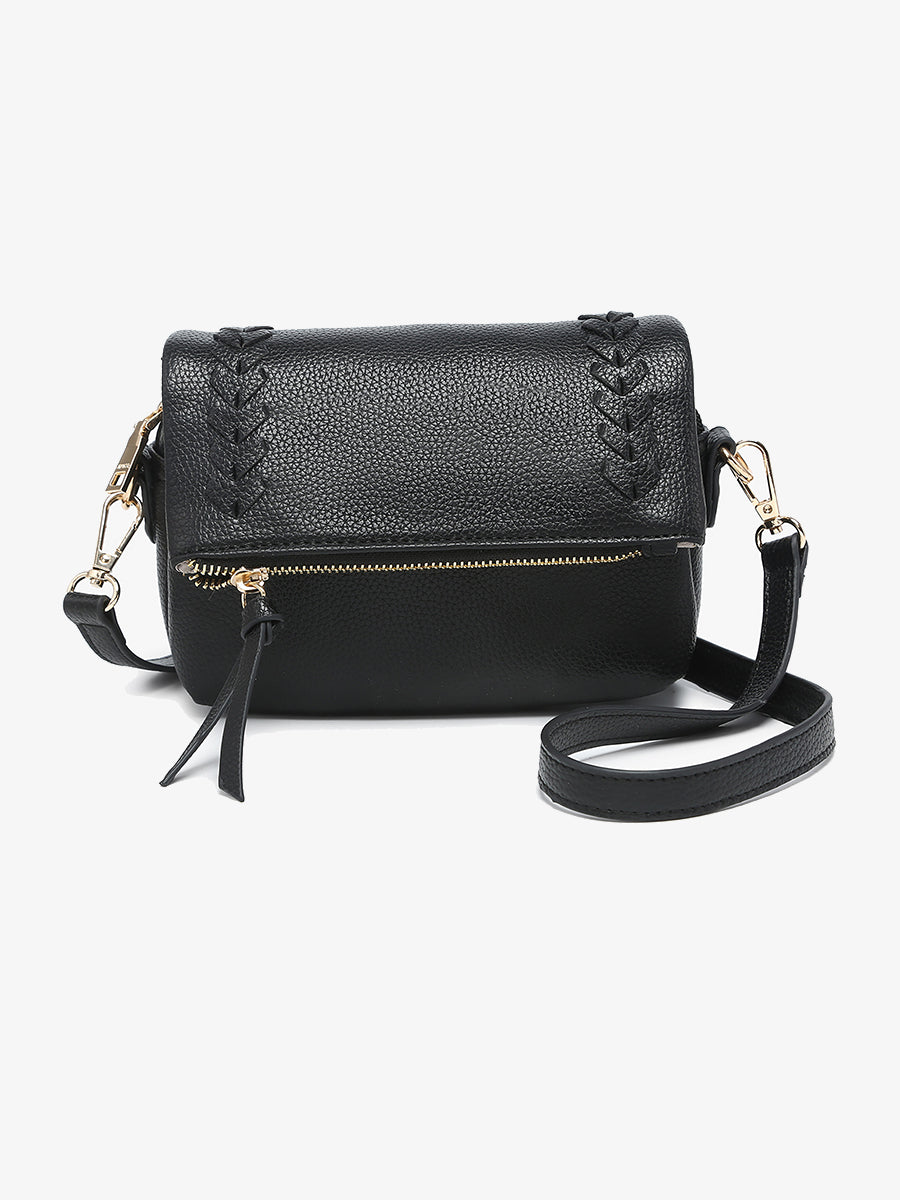 Scout Vegan Whipstitch Crossbody Black - Jen & Co. vegan handbag