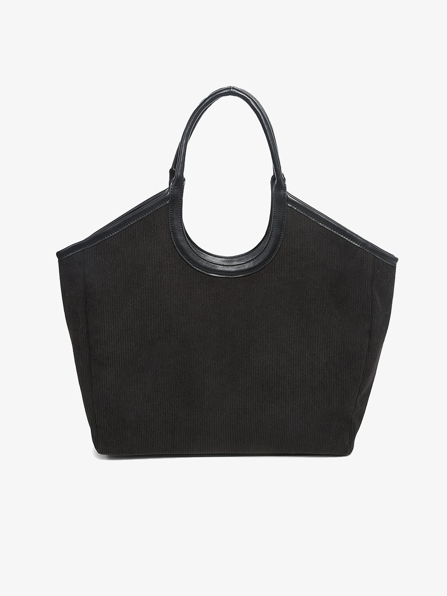 Piper Corduroy Mini Tote Black - Jen & Co. vegan handbag