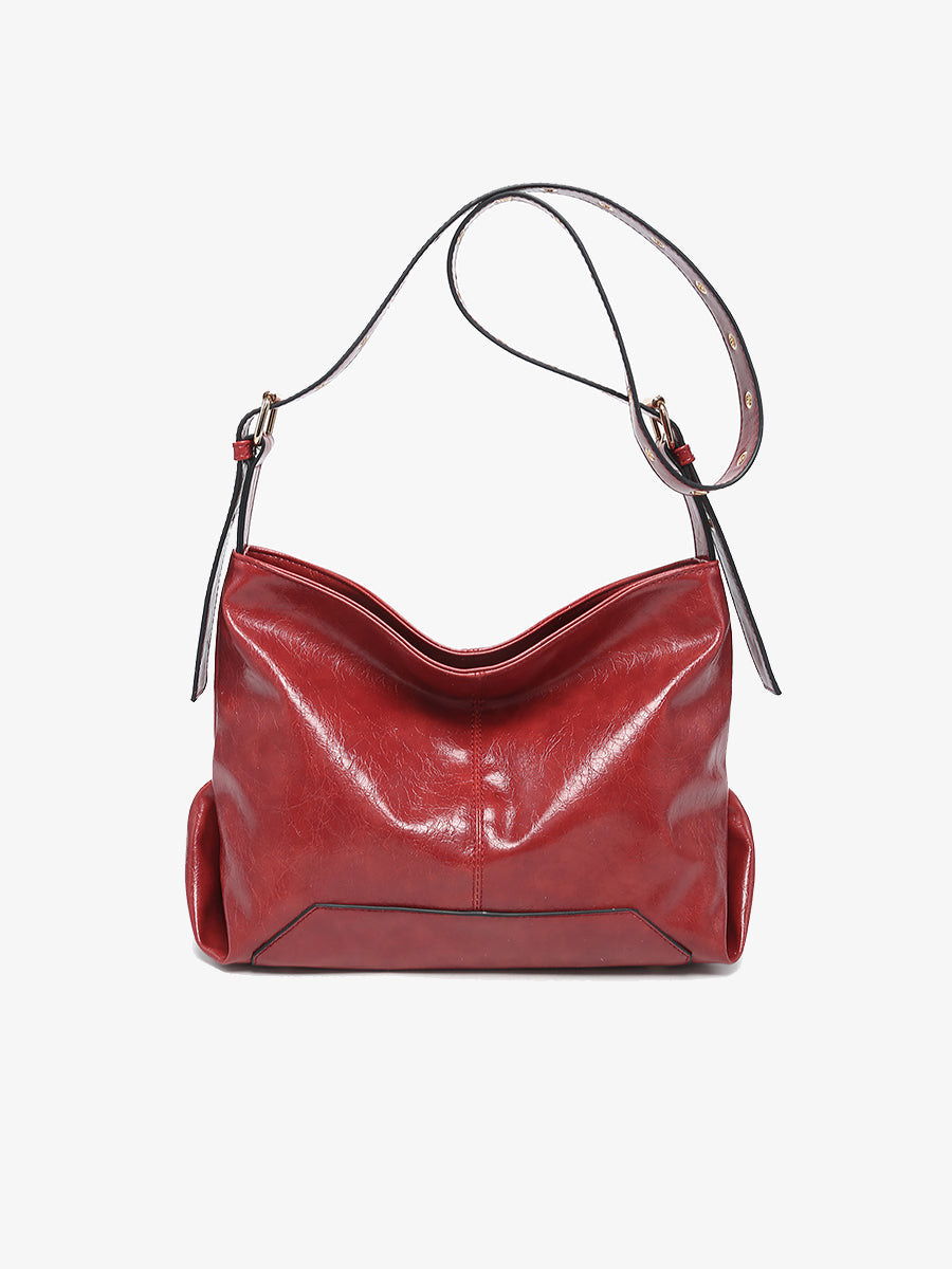 Taylor Vegan Semi-Gloss Hobo Mahogany - Jen & Co. vegan handbag