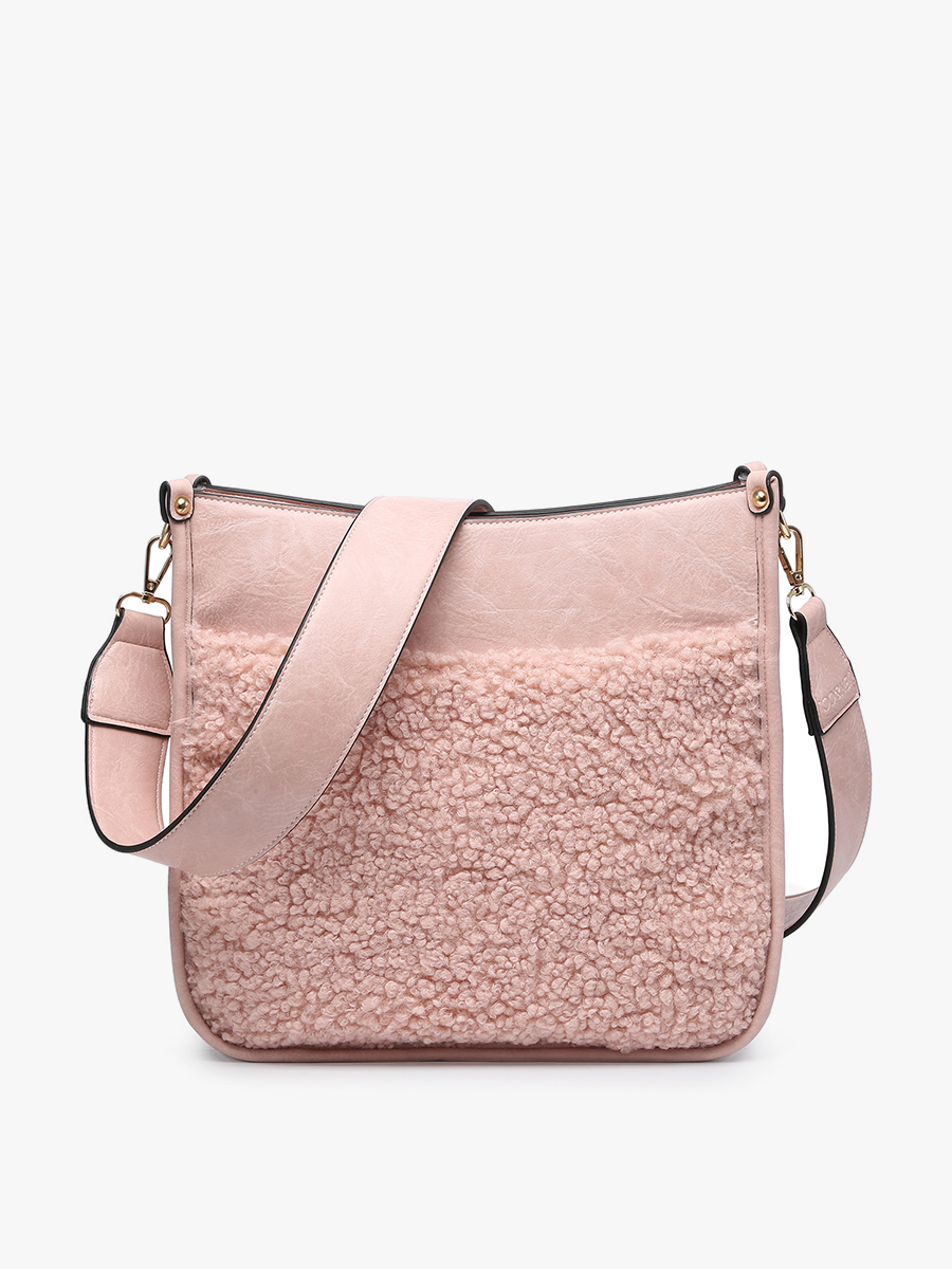 Chloe Vegan Teddy Crossbody Blush - Jen & Co. vegan handbag