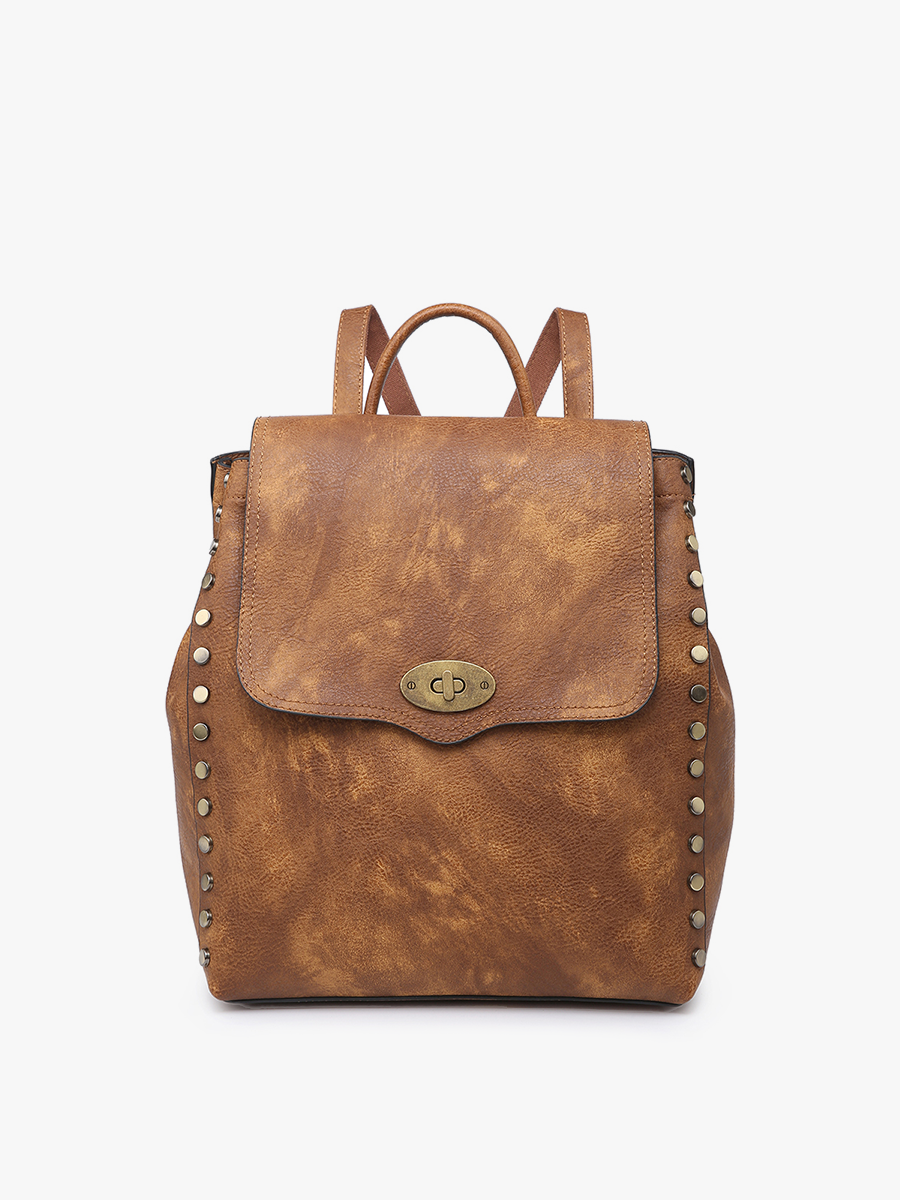 Bex Vegan Distressed Backpack Brown - Jen & Co. vegan handbag