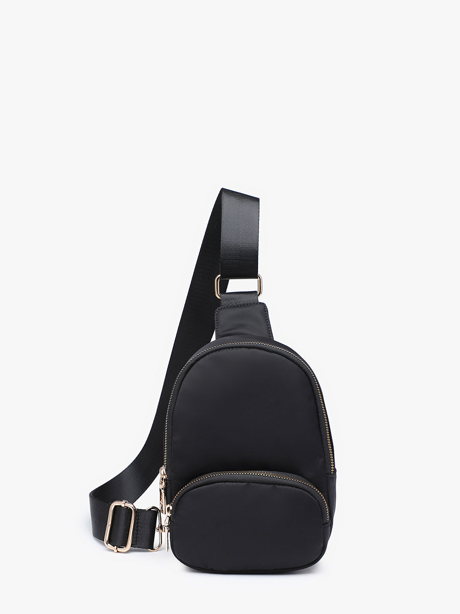 Michelle Nylon Sling Bag Black - Jen & Co. vegan handbag