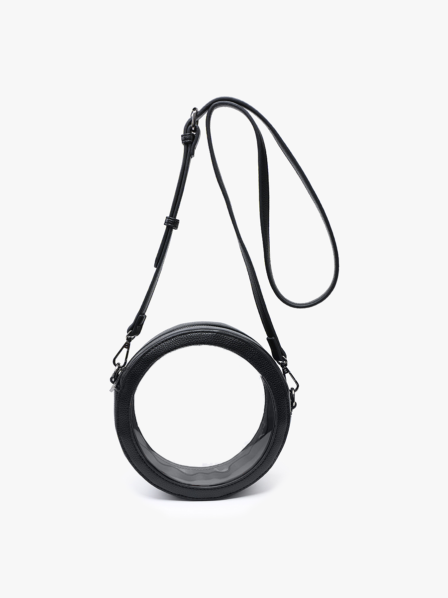 Lilibet Vegan Clear Circ Crossbody Black - Jen & Co. vegan handbag