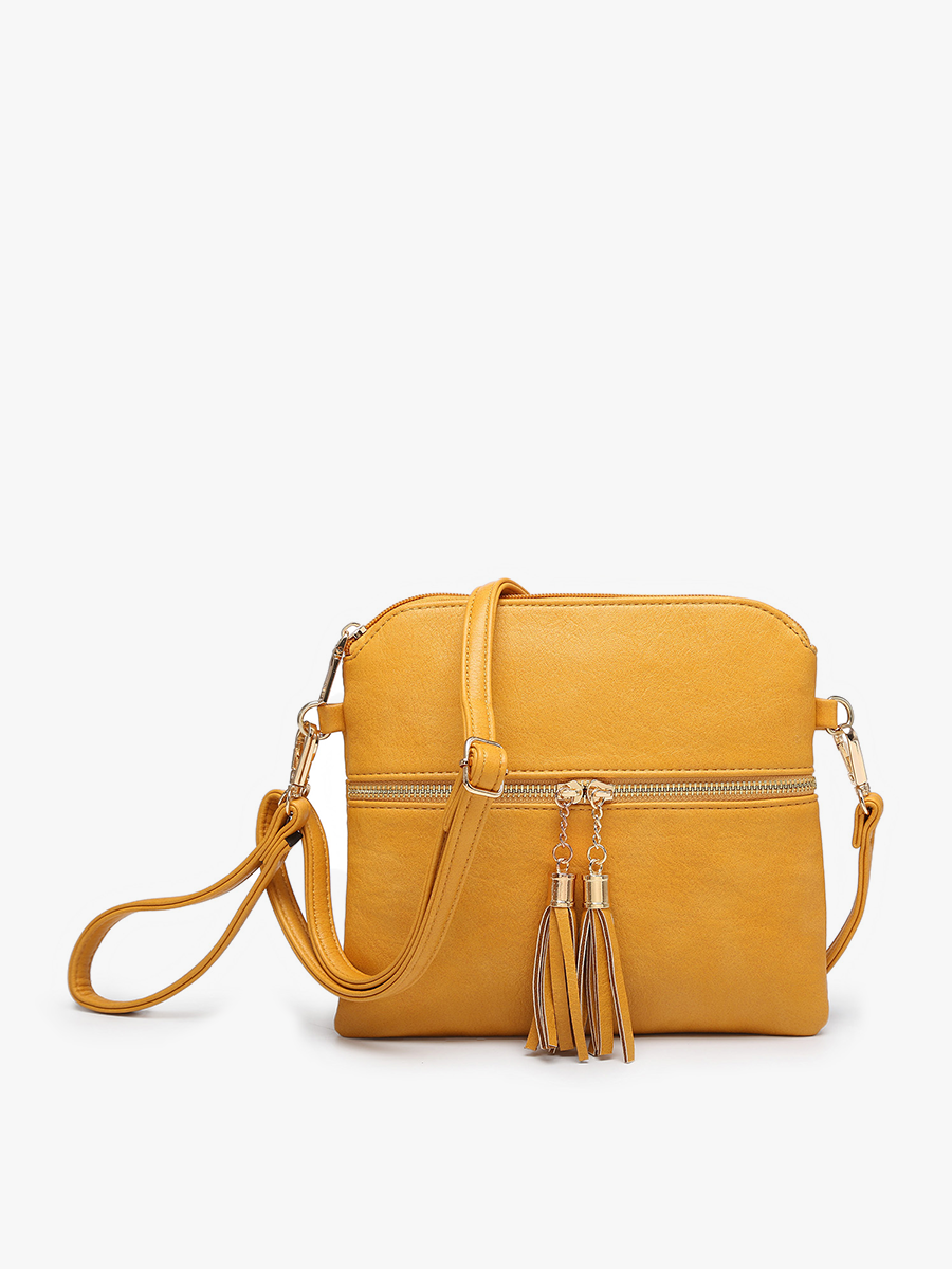 Tara Vegan Crossbody Mustard - Jen & Co. vegan handbag