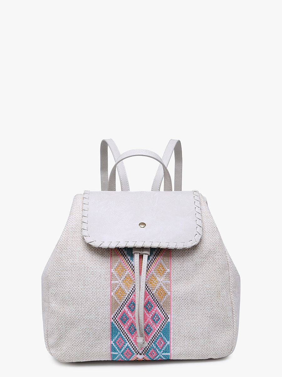 Saffron Vegan Tribal Backpack Pink Mint - Jen & Co. vegan handbag