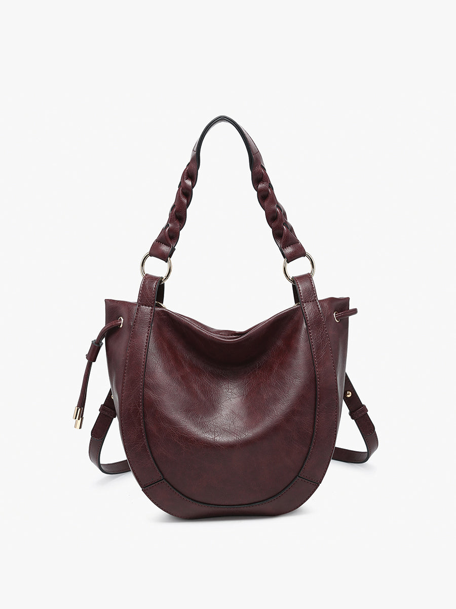 Rowan Vegan Round Hobo Mulberry - Jen & Co. vegan handbag