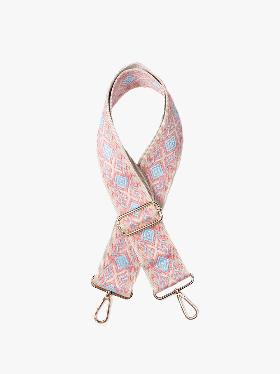 Diamond Guitar Strap Coral Lt. Blue - Jen & Co. vegan handbag