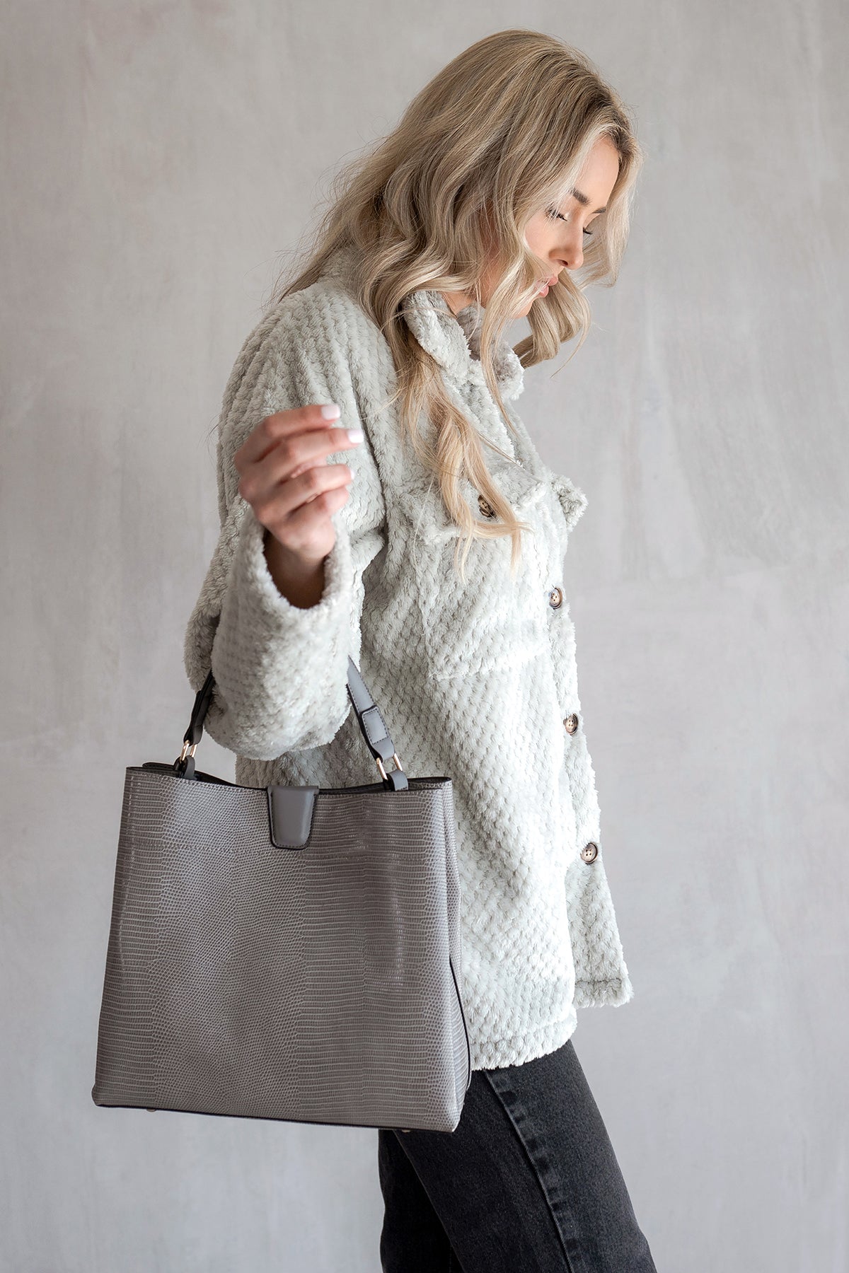Tati Vegan Lizard Satchel - Jen & Co. vegan handbag