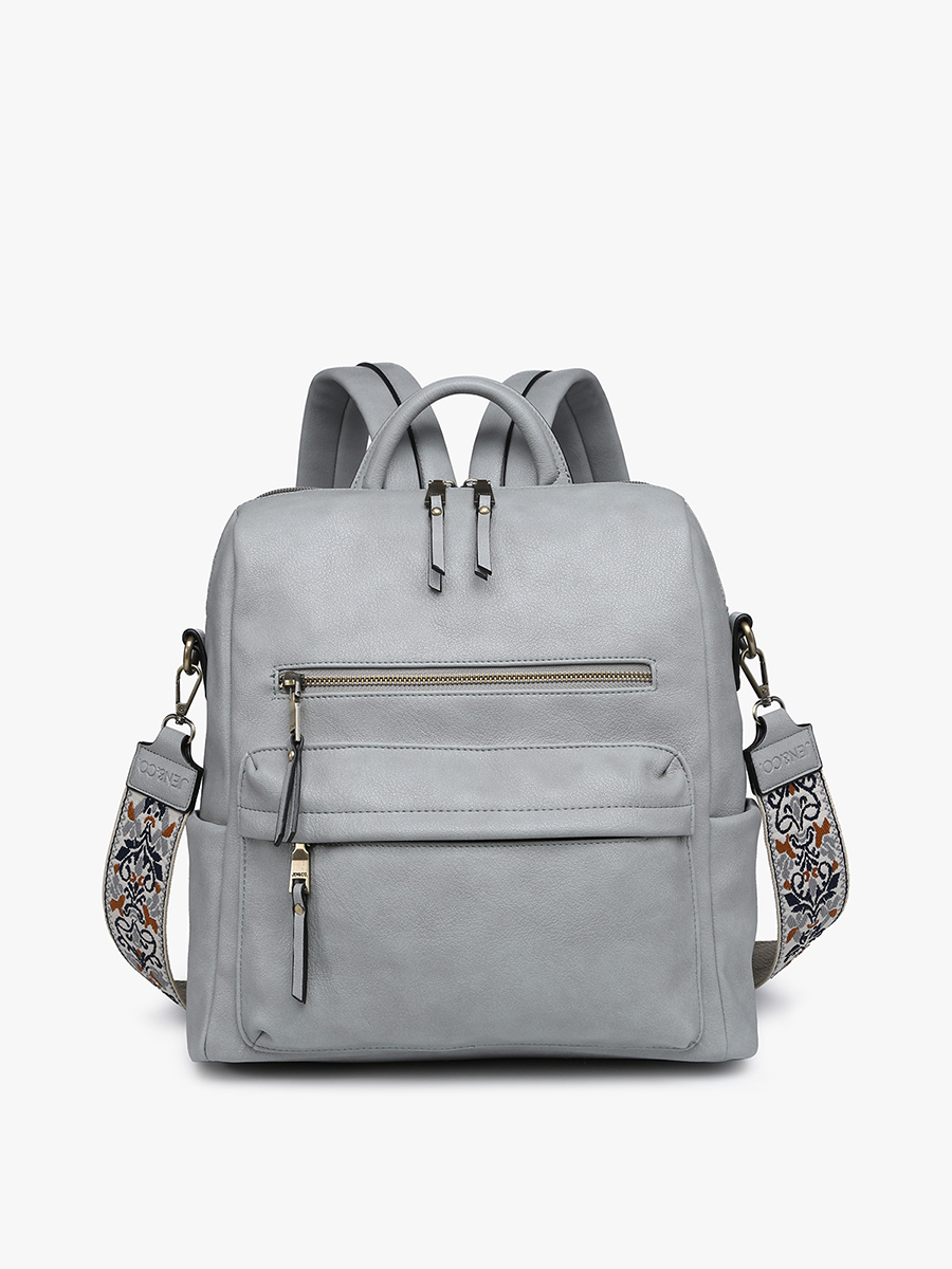 Amelia Vegan Backpack Dusty Blue - Jen & Co. vegan handbag
