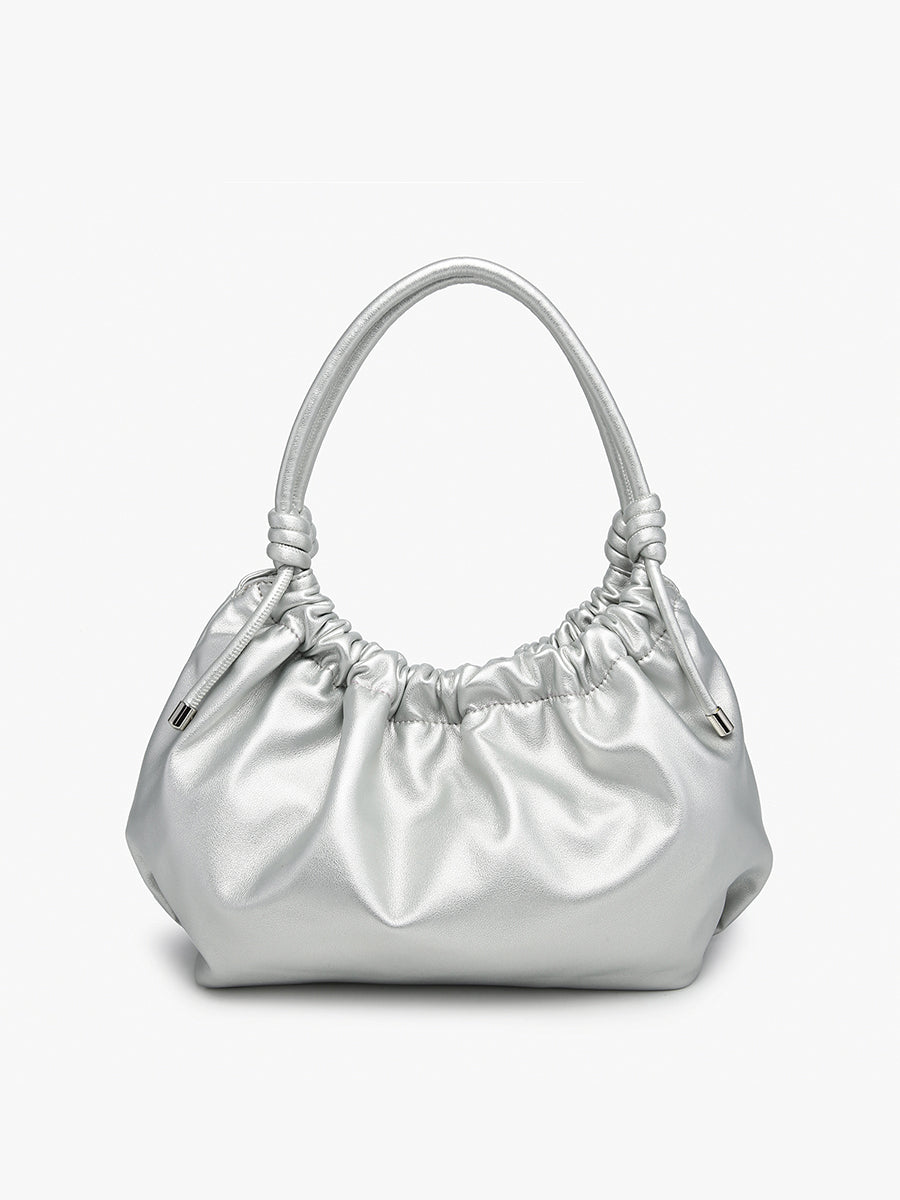 Celia Vegan Ruched Satchel Silver - Jen & Co. vegan handbag