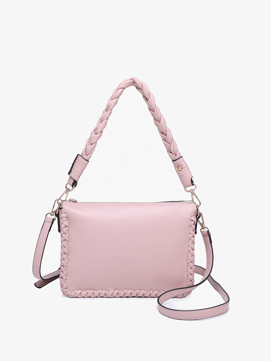 Judith Vegan Whipstitch Shoulder Bag Lt. Mauve - Jen & Co. vegan handbag