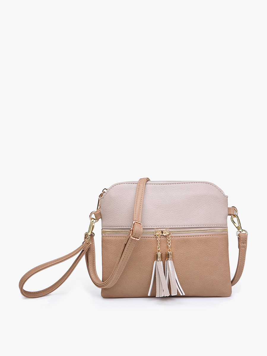 Tara Vegan Crossbody Taupe Beige - Jen & Co. vegan handbag