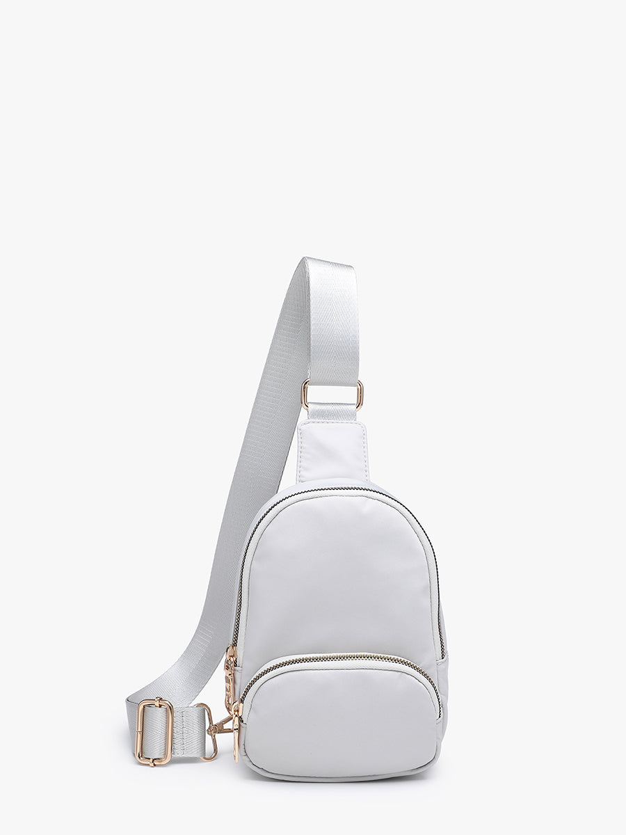 Michelle Nylon Sling Bag Lt. Grey - Jen & Co. vegan handbag