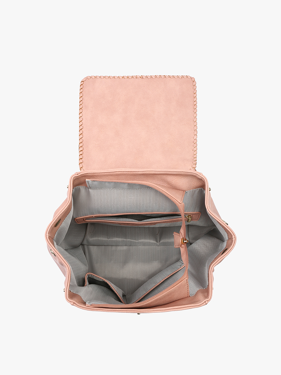 Olive Denim Backpack - Jen & Co. vegan handbag