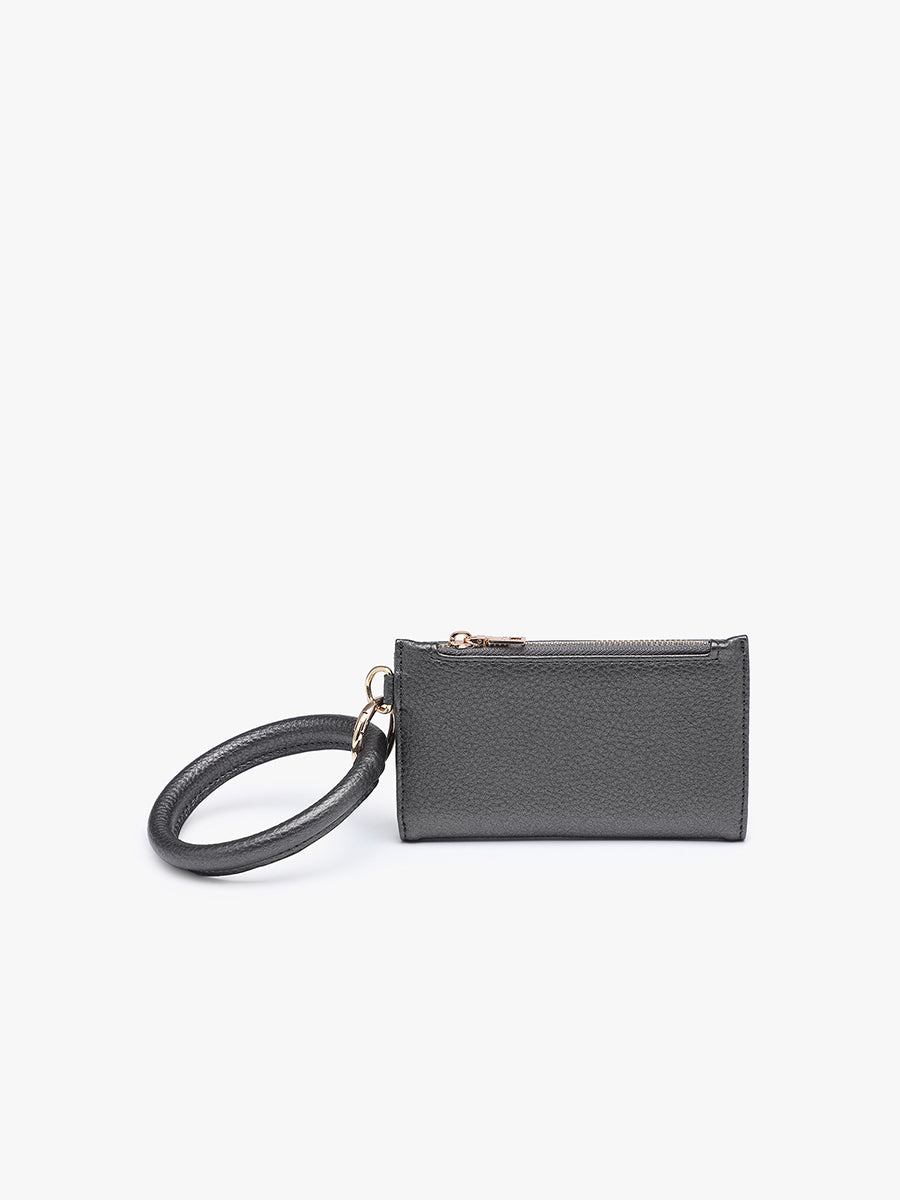 Adriana Vegan Bangle Wallet Gunmetal - Jen & Co. vegan handbag