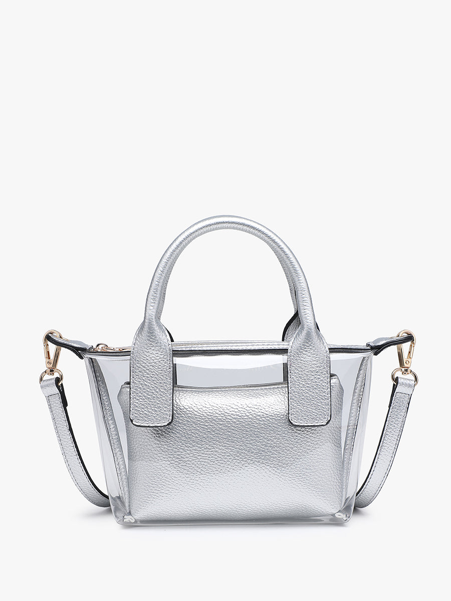 Amora Vegan Clear Crossbody Silver - Jen & Co. vegan handbag