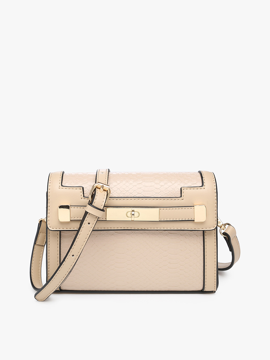 Etta Vegan Snake Crossbody Beige - Jen & Co. vegan handbag