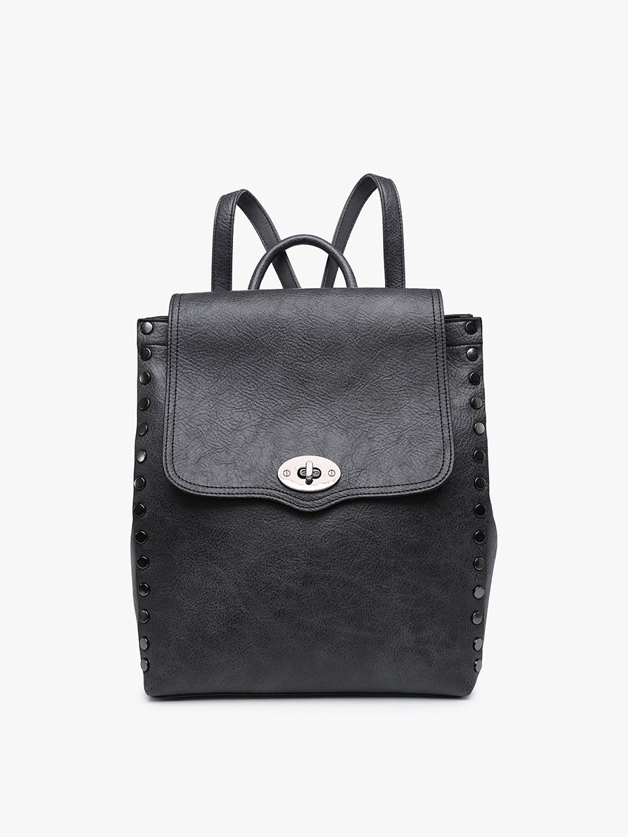 Bex Vegan Distressed Backpack Charcoal - Jen & Co. vegan handbag