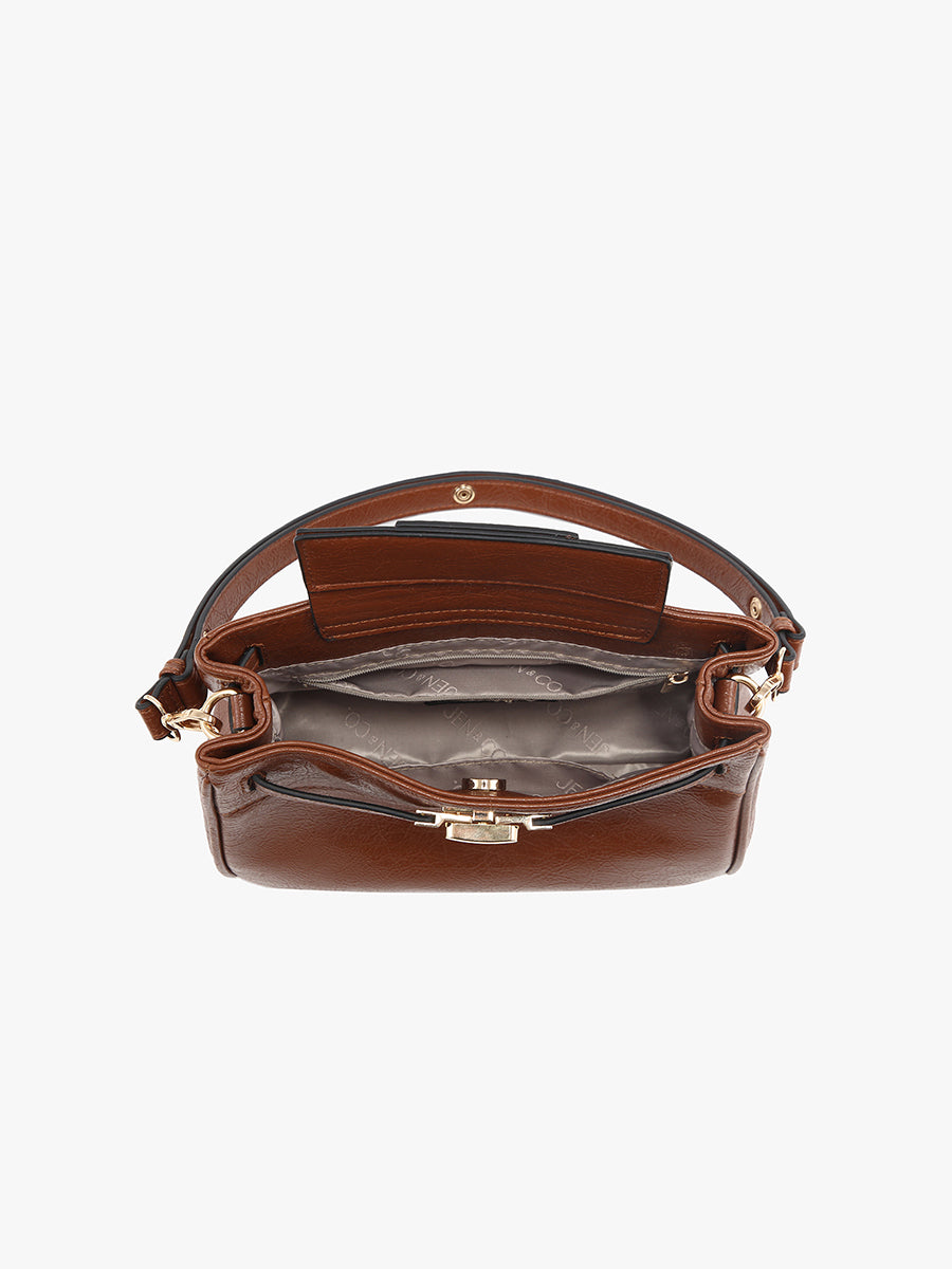 Claire Vegan Twist-Lock Shoulder Bag - Jen & Co. vegan handbag
