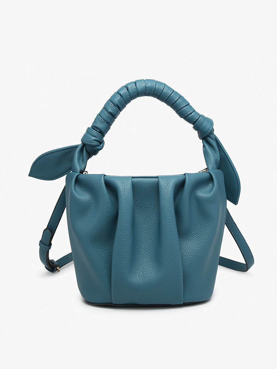 Lacey Vegan Pleated Bucket Bag Ocean Blue - Jen & Co. vegan handbag