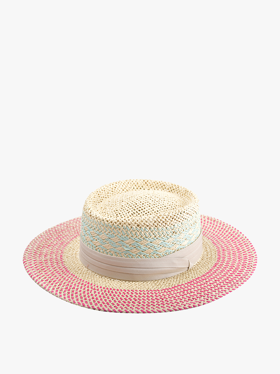 Zia Patterned Panama Hat Multi-Beige - Jen & Co. vegan handbag