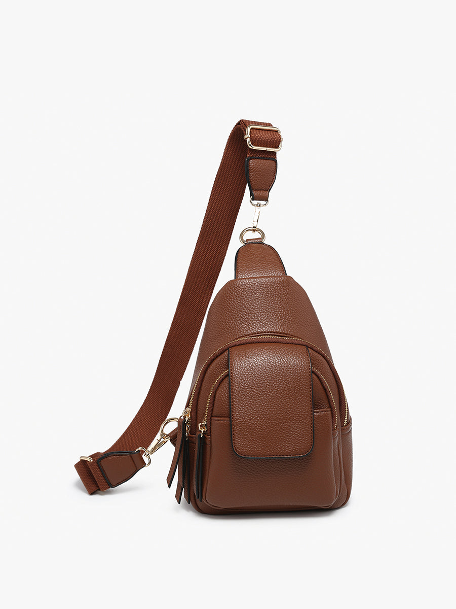 Sophia Vegan Sling Bag Brown - Jen & Co. vegan handbag