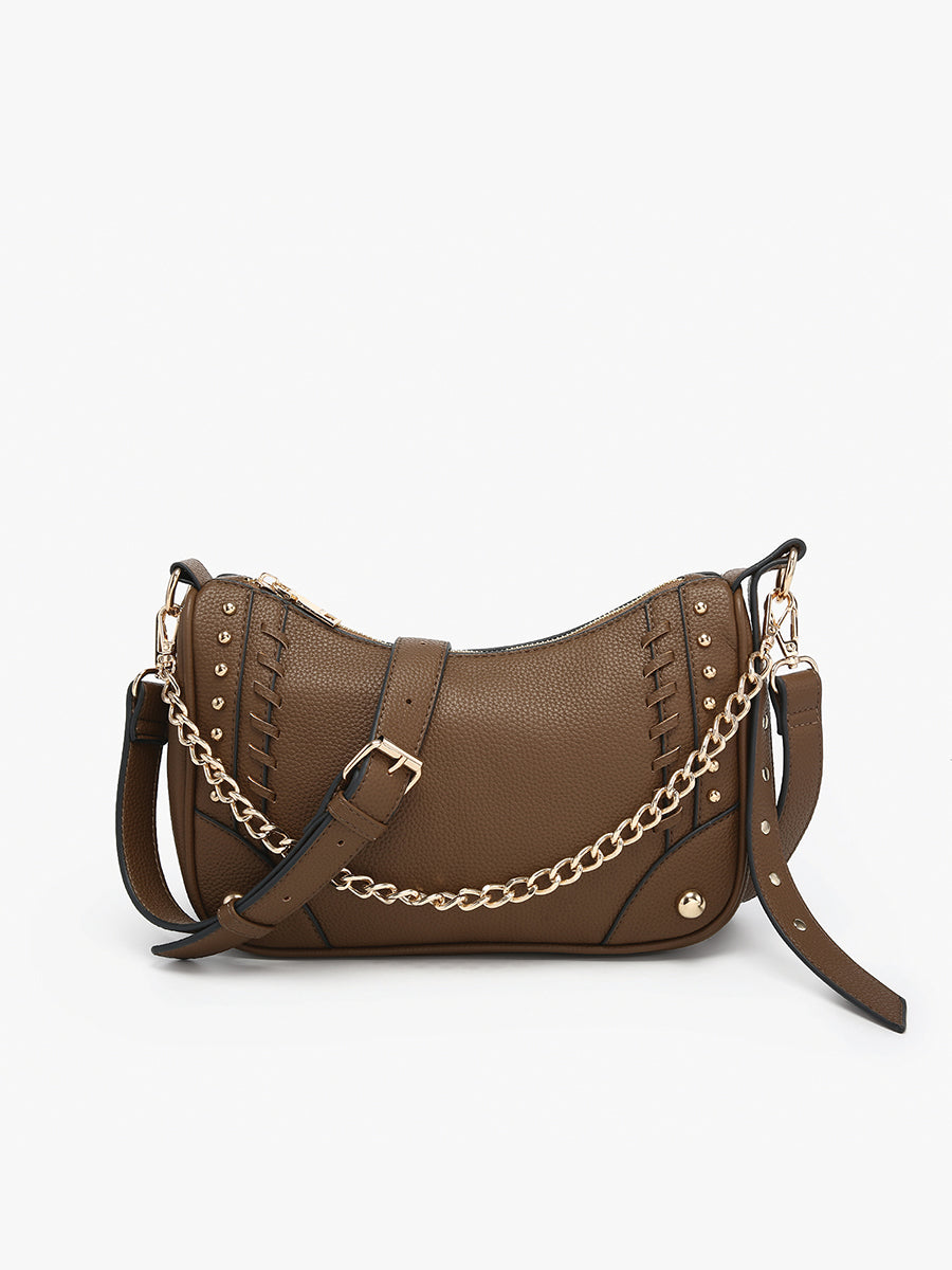 Artemis Vegan Detailed Crossbody Taupe - Jen & Co. vegan handbag