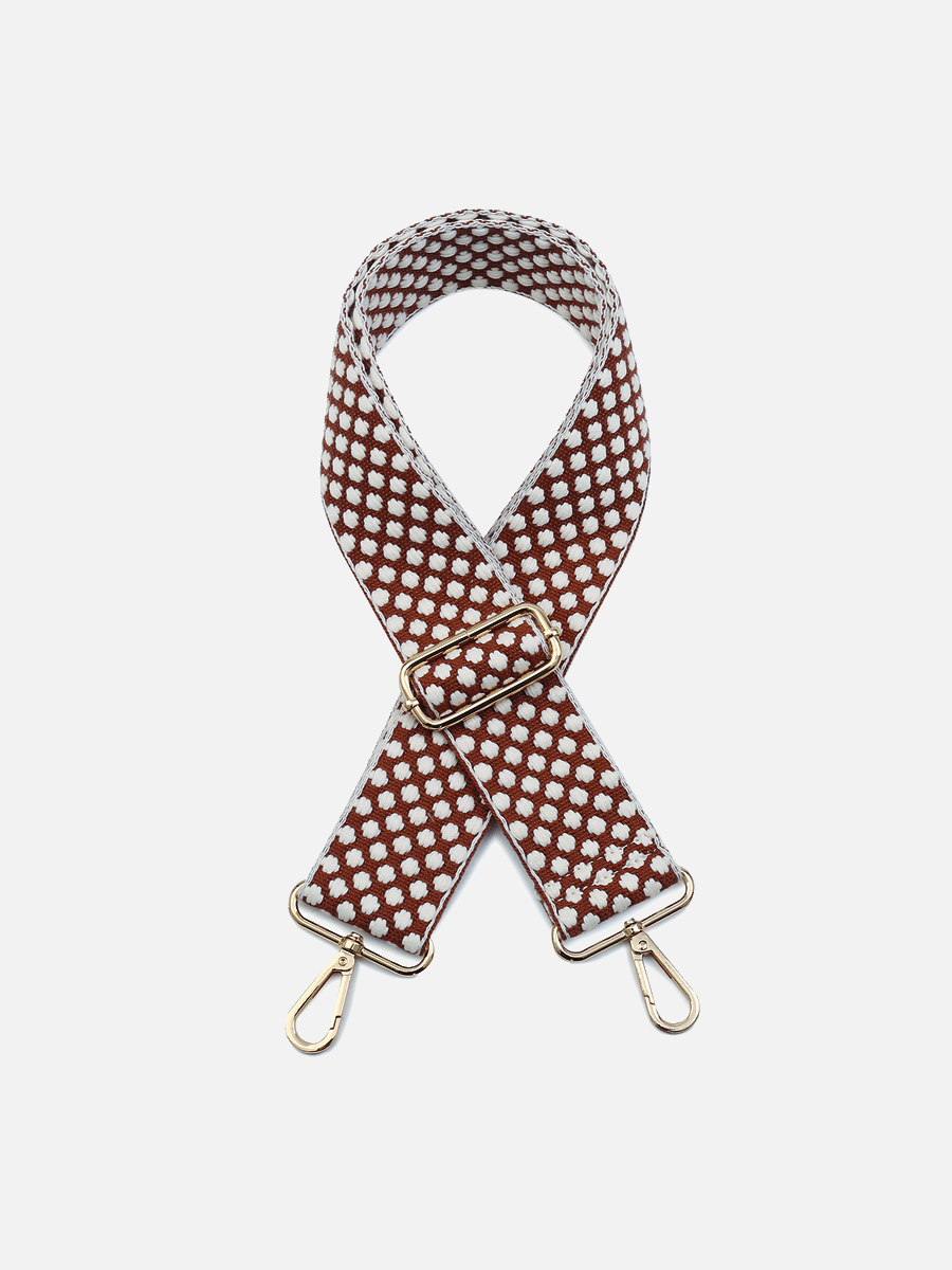 Dotted Guitar Strap Brown - Jen & Co. vegan handbag